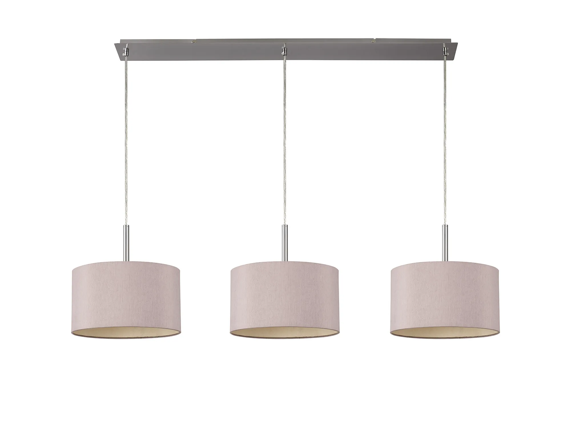 Baymont 30cm Shade 3 Light Pendant Satin Nickel, Taupe DK0587  Deco Baymont SN TA